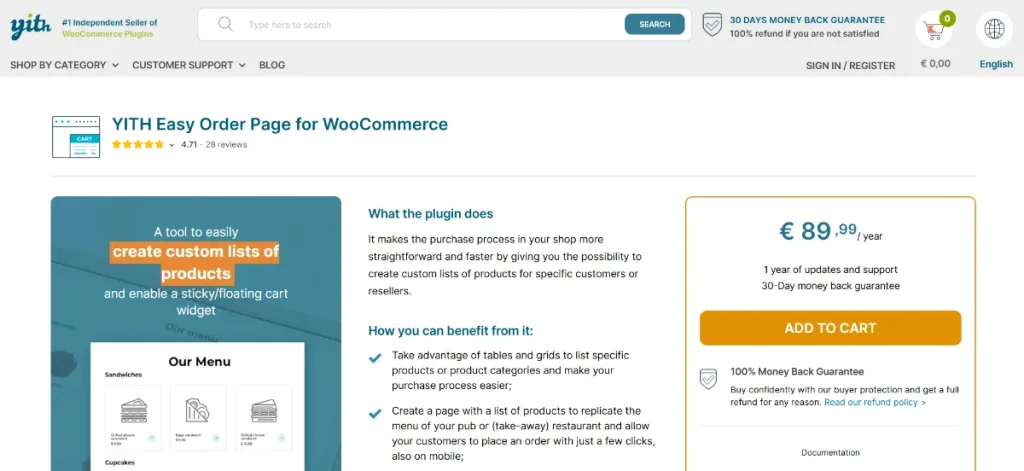 YITH Easy Order Page for WooCommerce