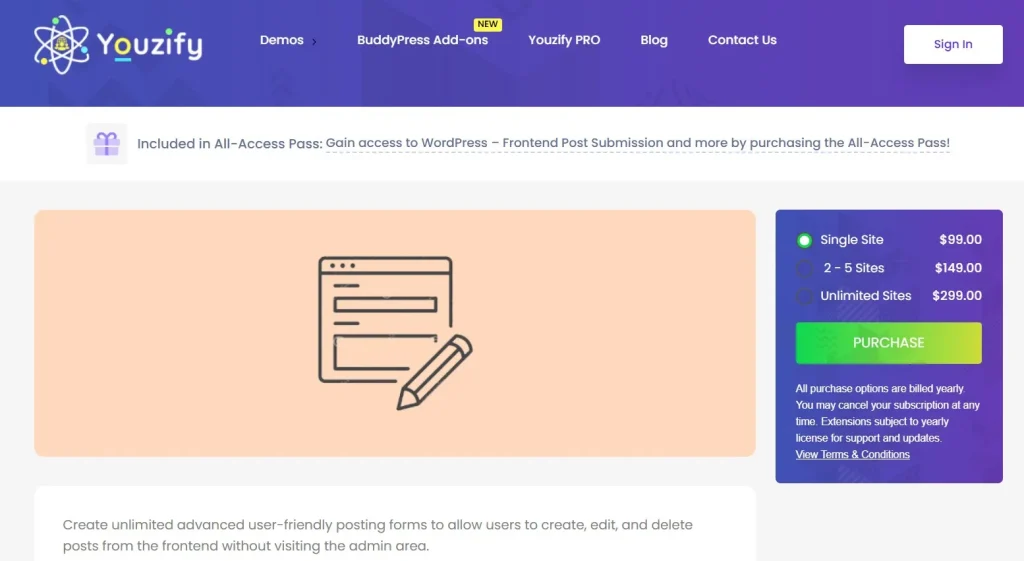 Youzify – WordPress Frontend Post Submission