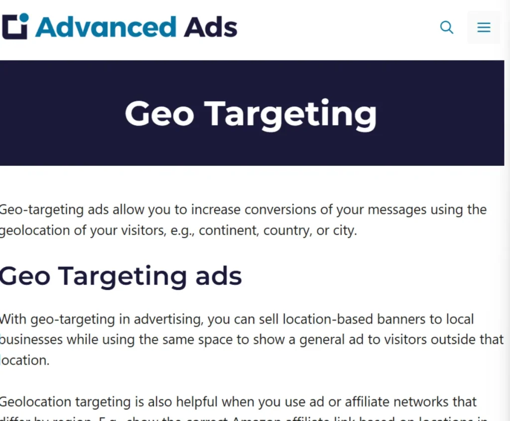 Advanced Ads – Geo Targeting