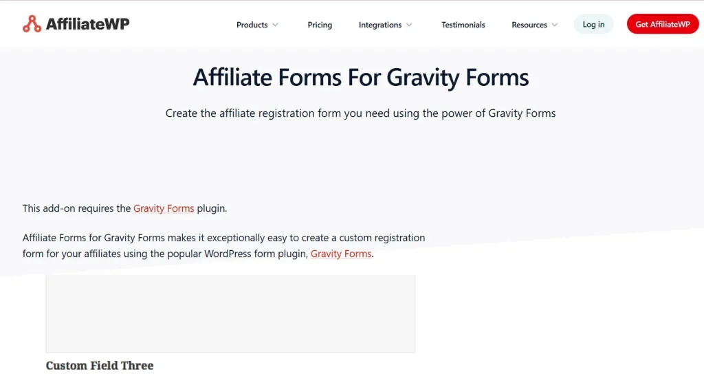 AffiliateWP – Affiliate Forms For Gravity Forms