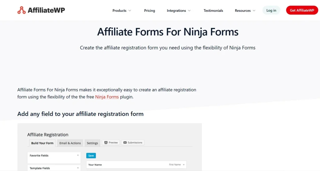 AffiliateWP – Affiliate Forms For Ninja Forms