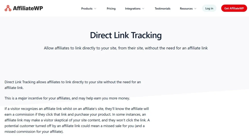 AffiliateWP – Direct Link Tracking