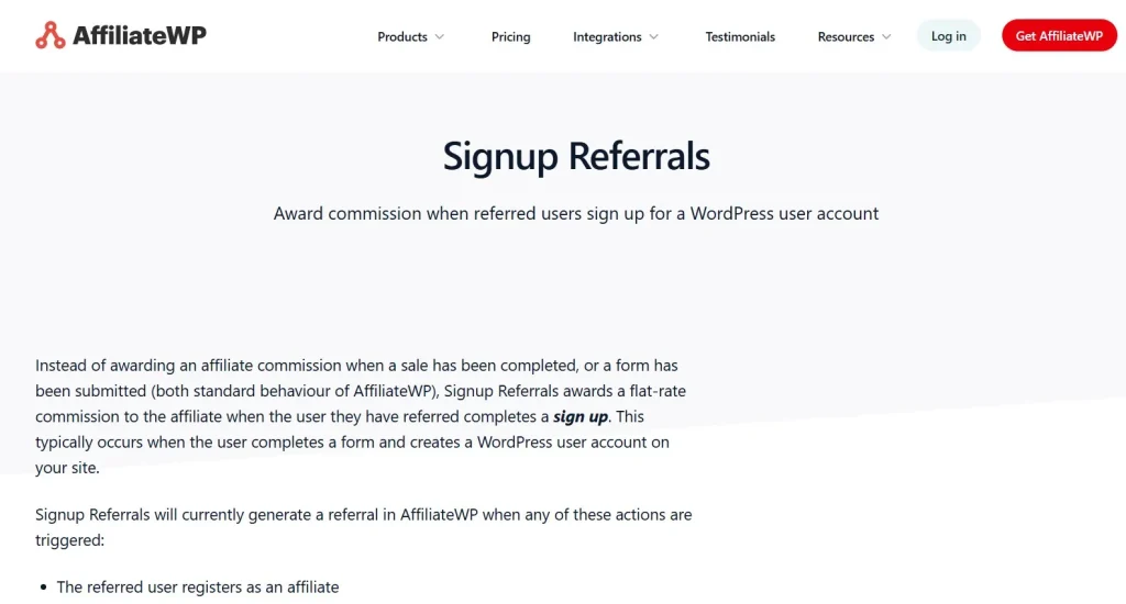AffiliateWP – Signup Referrals