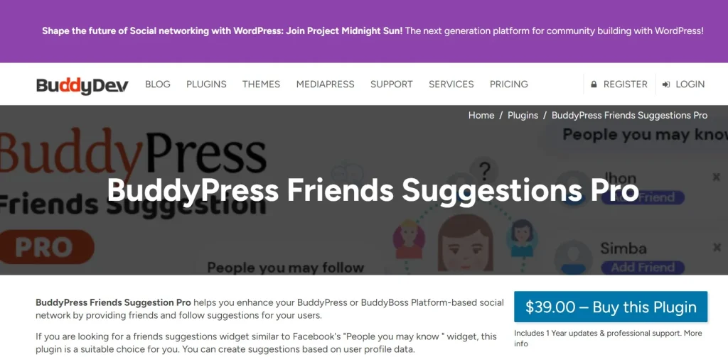 BuddyPress Friends Suggestions Pro
