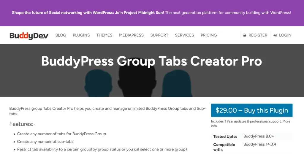 BuddyPress Group Tabs Creator Pro