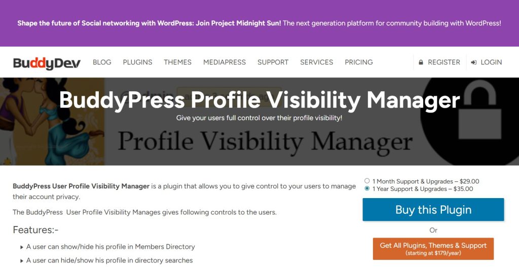 BuddyPress Profile Visibility Manager