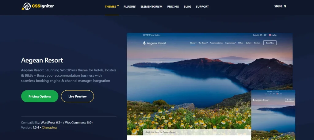 CSS Igniter Olympus Inn Hotel Motel WordPress Theme