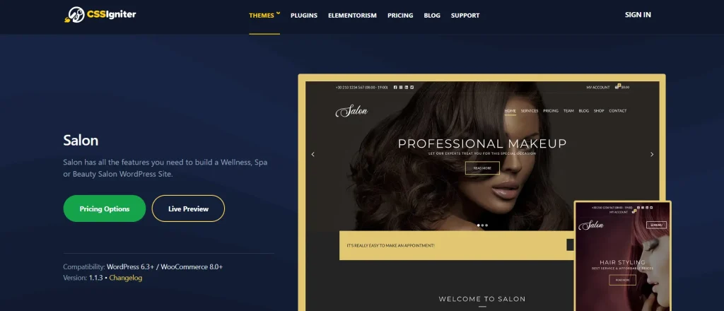 CSS Igniter Salon WordPress Theme