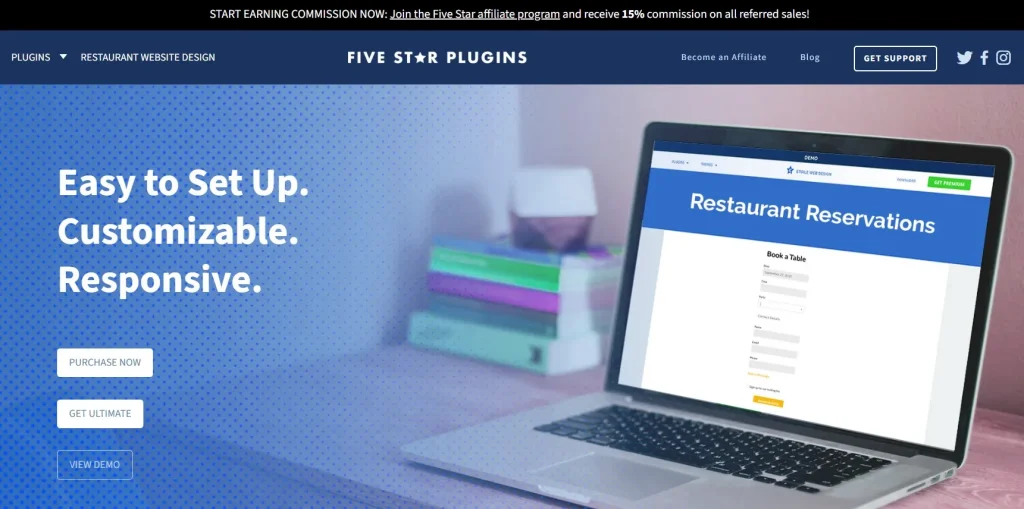 Five Star Restaurant Reservations – WordPress Booking Plugin