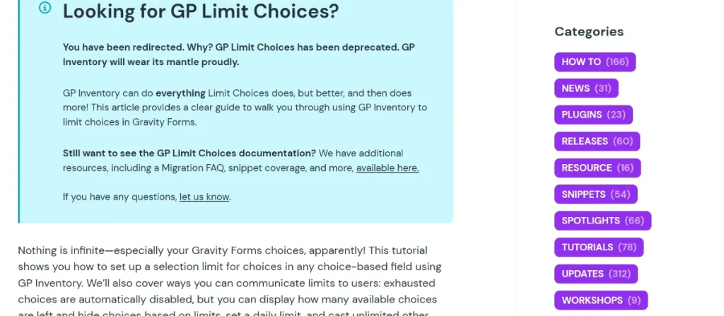 GP Limit Choices
