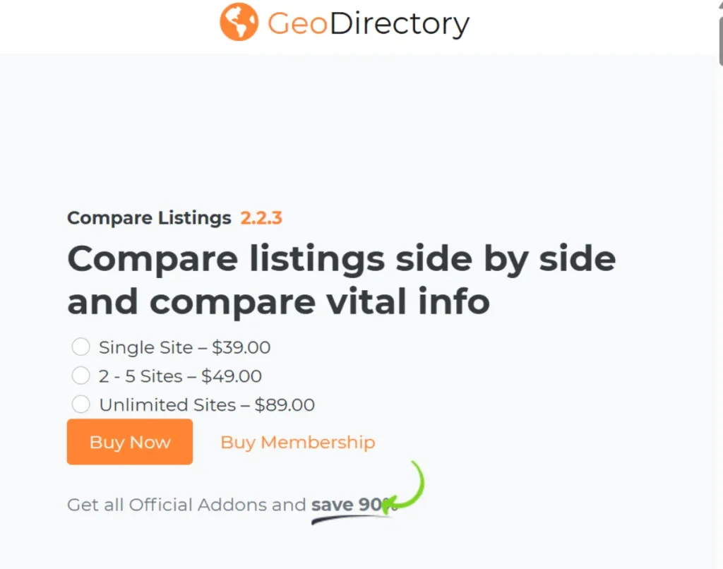GeoDirectory Compare Listings