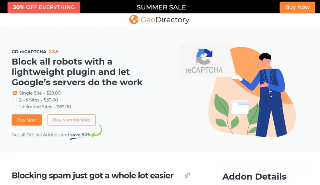 GeoDirectory reCAPTCHA