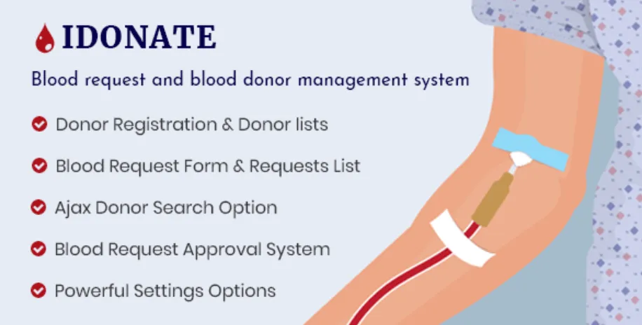IDonatePro - Blood Donation, Request And Donor Management WordPress Plugin