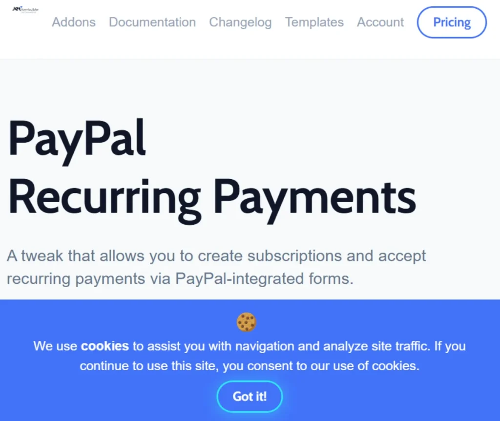 JetFormBuilder PayPal Recurring payments