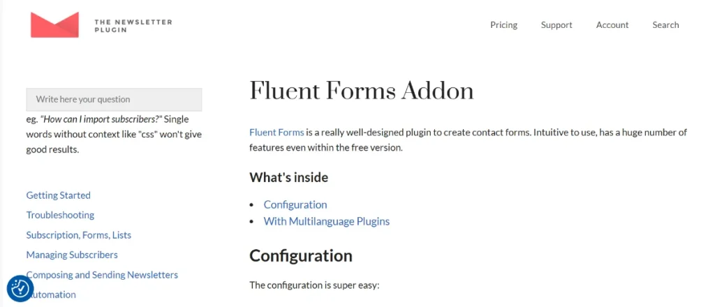 Newsletter – Fluent Forms Integration