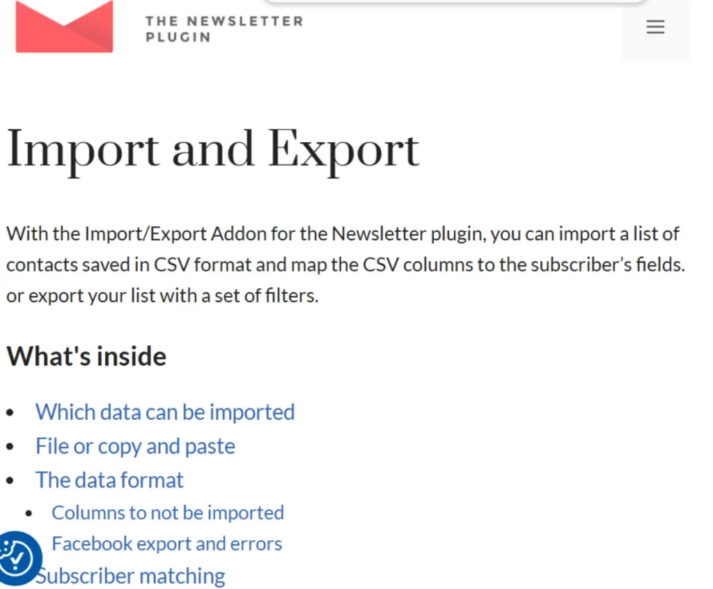Newsletter – Import/Export
