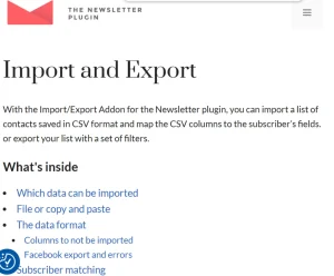 Newsletter – Import/Export