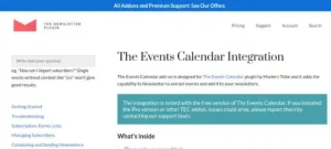 Newsletter – The Events Calendar Addon