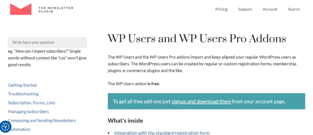 Newsletter – WP Users Addon