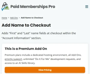 Paid Memberships Pro – Add Name to Checkout
