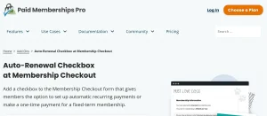 Paid Memberships Pro – Auto-Renewal Checkbox