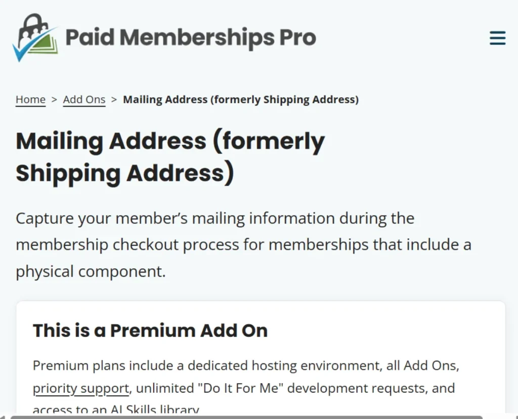 Paid Memberships Pro – Mailing Add On