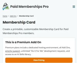 Paid Memberships Pro – Membership Card Add On