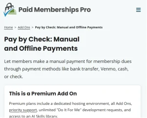 Paid Memberships Pro – Pay by Check Add On