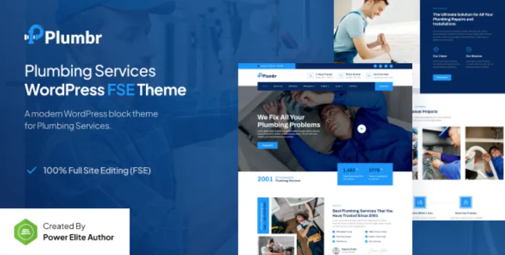 Plumbr - Plumbing Services Gutenverse FSE WordPress Theme