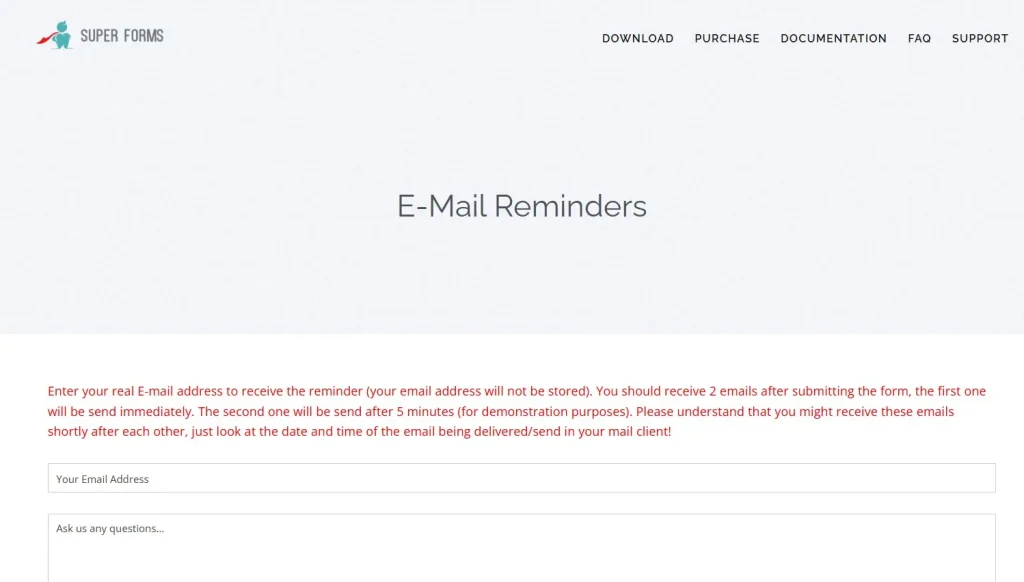 Super Forms – E-mail Reminders