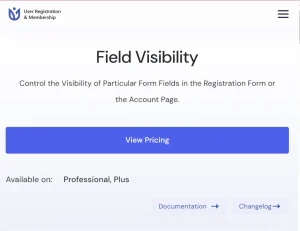 User Registration Field Visibility