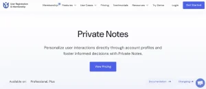 User Registration Private Notes