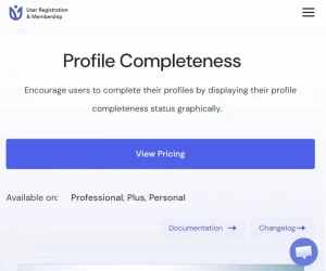 User Registration Profile completeness