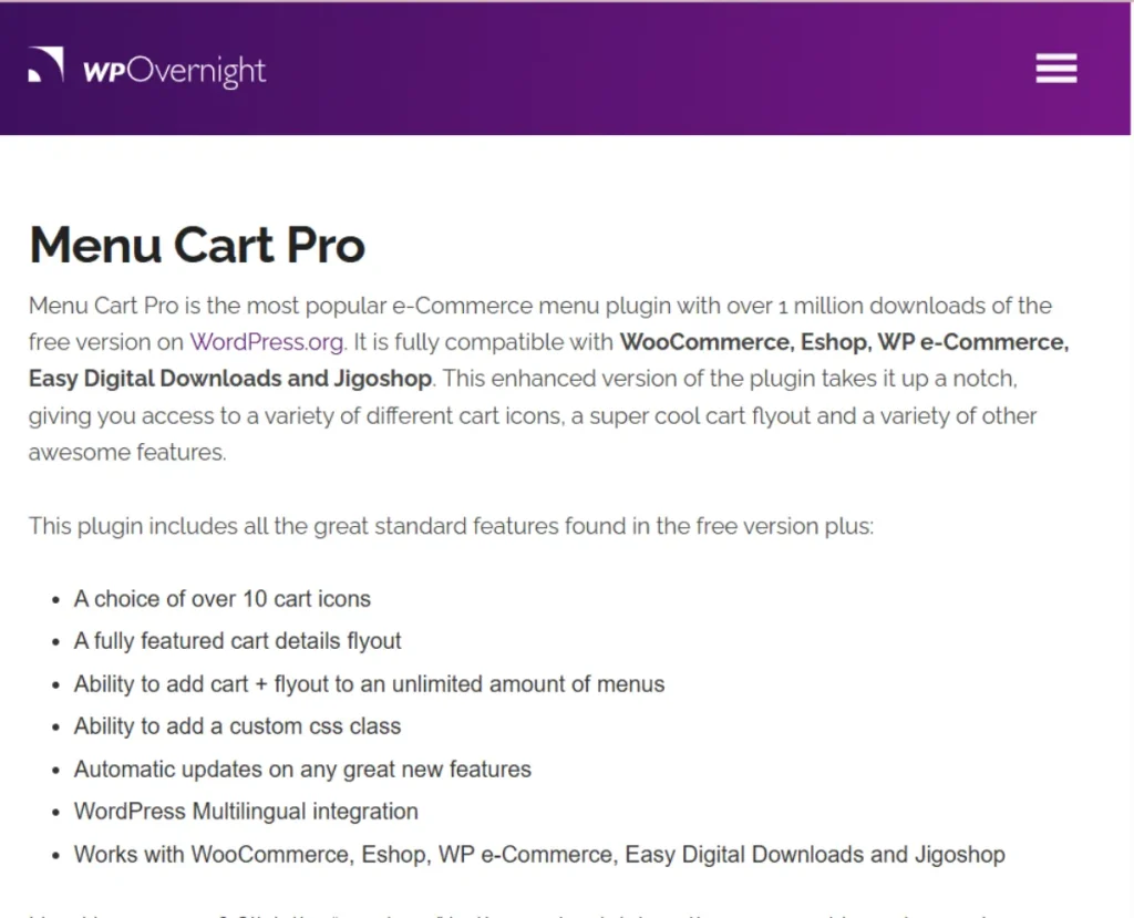 WP Menu Cart Pro