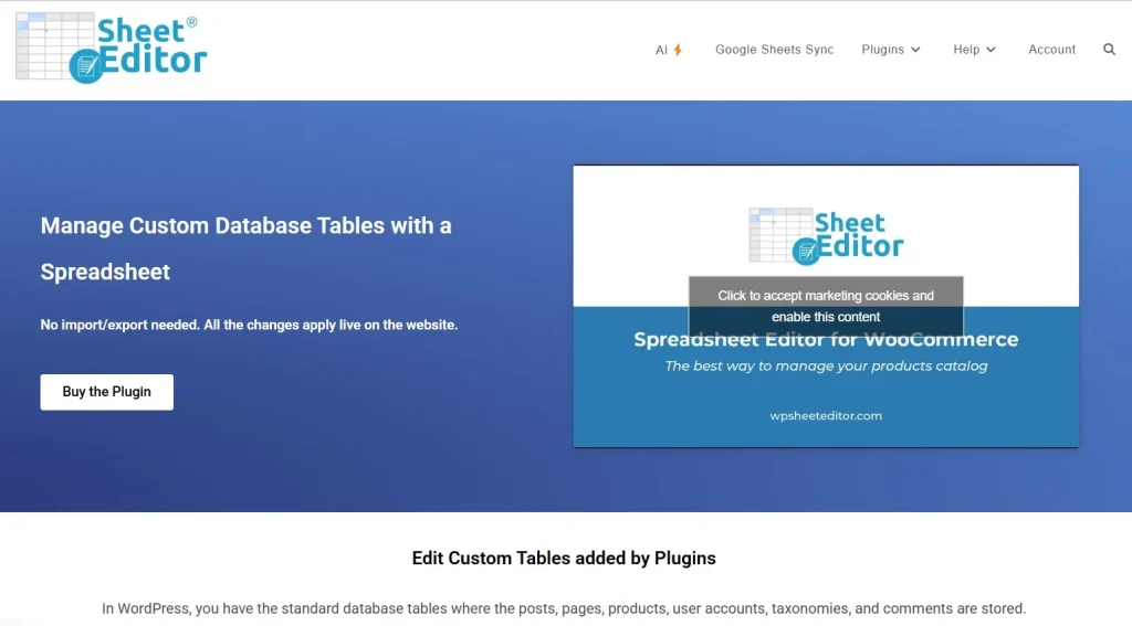 WP Sheet Editor – Custom Tables