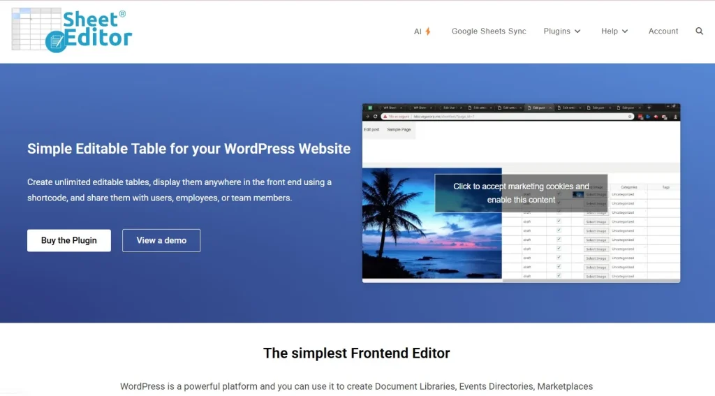WP Sheet Editor – Editable Frontend Tables (Premium)