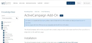 WS Form PRO – ActiveCampaign