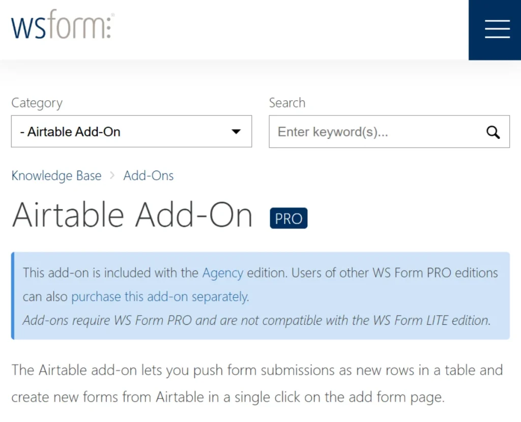 WS Form PRO – Airtable
