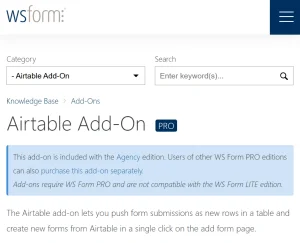 WS Form PRO – Airtable