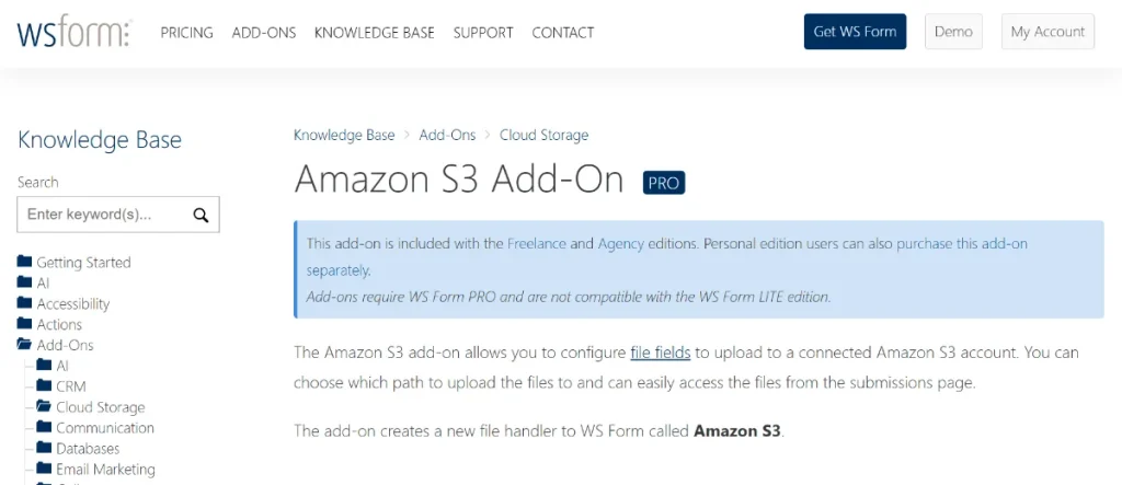 WS Form PRO – Amazon S3