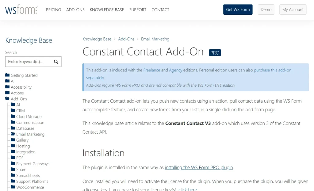 WS Form PRO – Constant Contact