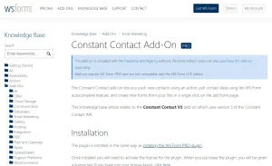 WS Form PRO – Constant Contact