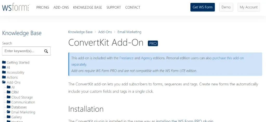 WS Form PRO – ConvertKit
