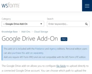 WS Form PRO – Google Drive