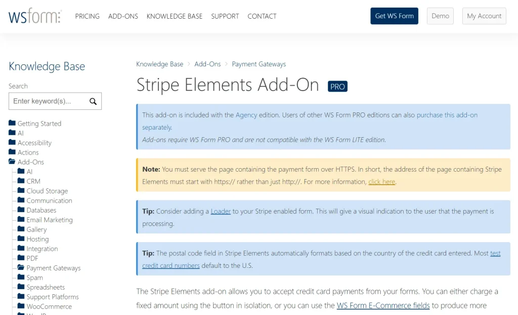 WS Form PRO – Stripe Elements