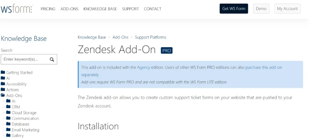 WS Form PRO – Zendesk