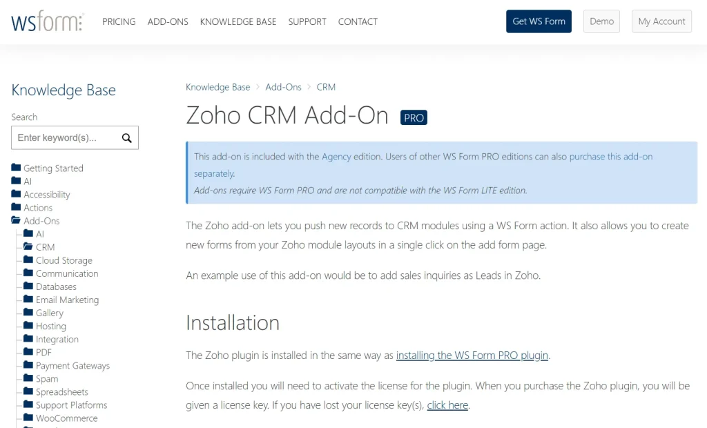 WS Form PRO – Zoho